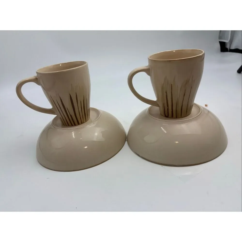 Pier 1 Sanctuary Stoneware Latte Mug & Soup/Pasta Bowl Set of 2 Place Settings